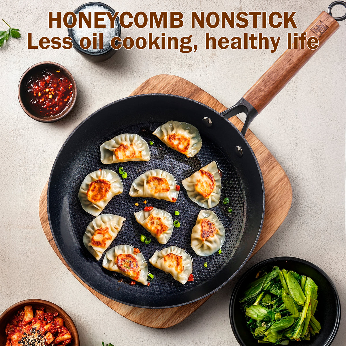 Cookingdm DM Cast Iron Skillet, 3 Piece Nonstick Frying Pan Set, 8�10�12�w ...