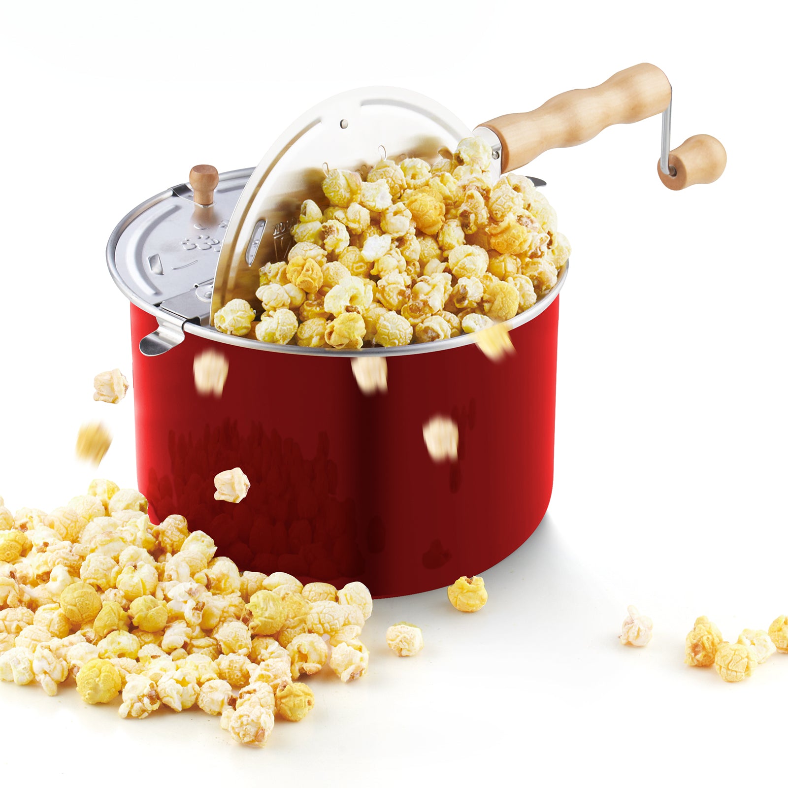 Cook N Home Stovetop Popcorn Popper with Crank, 6 Quart Stainless Stee