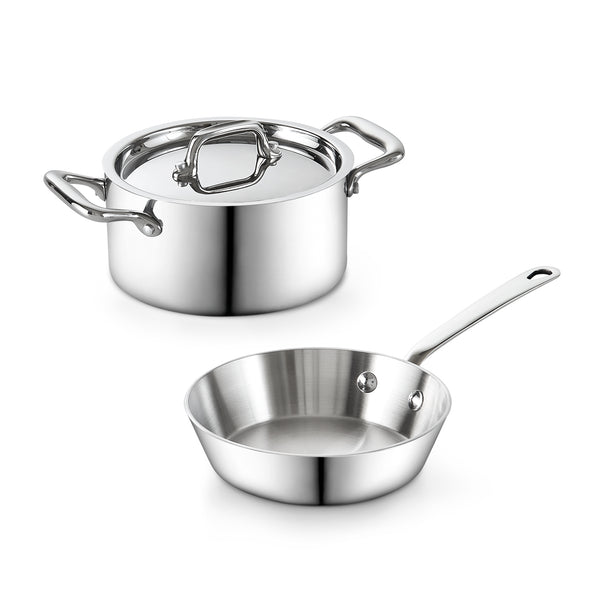 Cooks Standard Stainless Steel Butter Warmer, 4.7 Inch Multi-Ply Clad Mini Omelette Egg Frying Pan, Small Pan for Cooking Camping, All Stovetop Compatible - Oven Safe, Dishwasher Safe, Silver