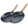 DM Cast Iron Skillet, 2 Piece Nonstick Frying Pan Set, 10 and 12 Inch with Detachable Acacia Wooden Handle, Honeycomb Non stick Omelet Egg Pan, Easy Clean Oven Safe Pans for Cooking