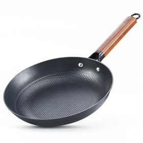D&M Cast Iron Skillet, 12 Inch Nonstick Frying Pan with Detachable Acacia Wooden Handle, Honeycomb Non stick Omelet Egg Pan, Easy Clean Oven Safe Pans for Cooking