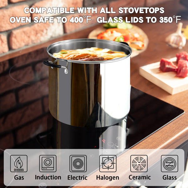 Cook N Home Sauce Pot Stainless Steel Stockpot with Glass Lid