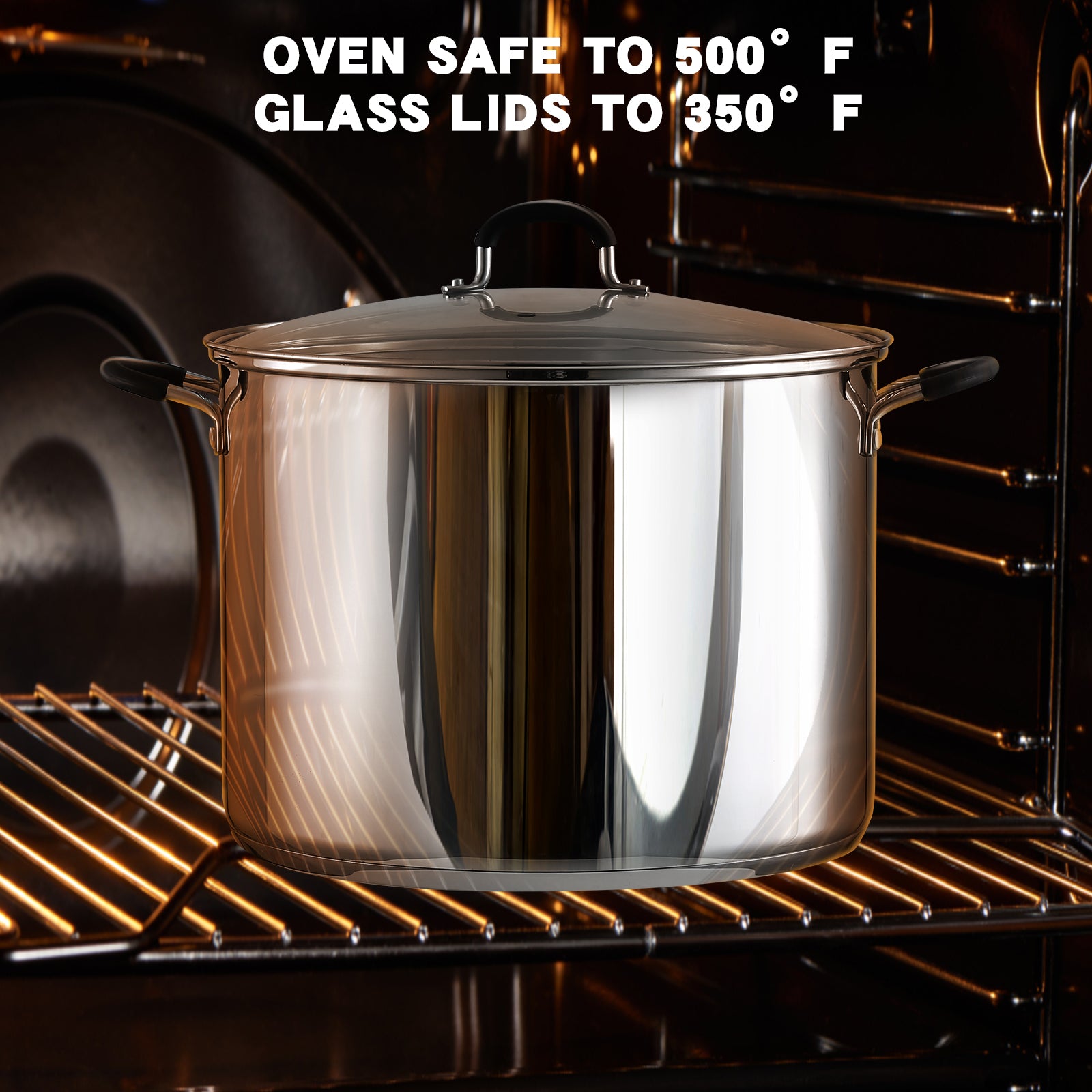 Cook N Home 8 qt. Stainless Steel Stock Pot in Black and Stainless
