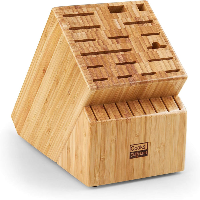 cook n home Cooks Standard Bamboo Knife Block Holder without Knives 25 Slot X-Large Universal Countertop Butcher Block Kitchen Knife Stand for Easy Kitchen Storag