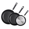 Cook N Home Basics Nonstick Saute Skillet Fry Pan 3-Piece Set, 8 inch/9.5-Inch/11-inch Non-Stick Frying Pans, Black