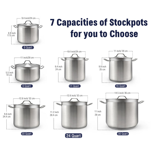 Cooks Standard Stockpots Stainless Steel, 24 Quart Professional Grade Stock Pot with Lid, Silver