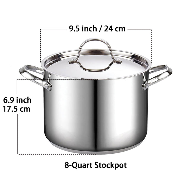 Cooks Standard 18/10 Stainless Steel Stockpot, Classic Deep Cooking Pot Canning Cookware with Stainless Steel Lid, Silver