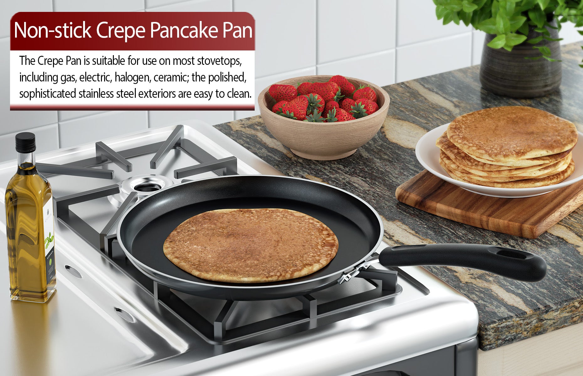 Cook N Home 10.25-Inch Nonstick Heavy Gauge Crepe Pancake Pan Griddle