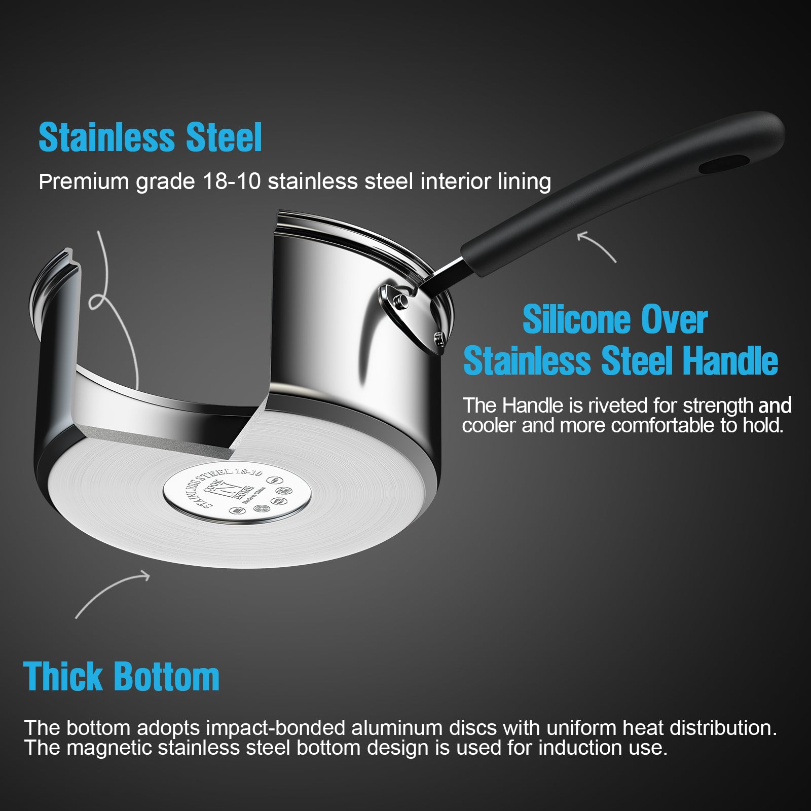 Stainless Steel Saucepan, 2 QT