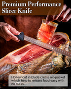 Cook N Home Slicing Carving Knife Roast/Fish Slicer 11-inch, Granton Edge High Carbon Stainless Steel Sharp Kitchen Knife, Ergonomic Handle, Black