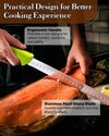Cook N Home Slicing Carving Knife Roast/Fish Slicer 11-inch, Granton Edge German High Carbon Stainless Steel Sharp Kitchen Knife, Ergonomic Handle, Green
