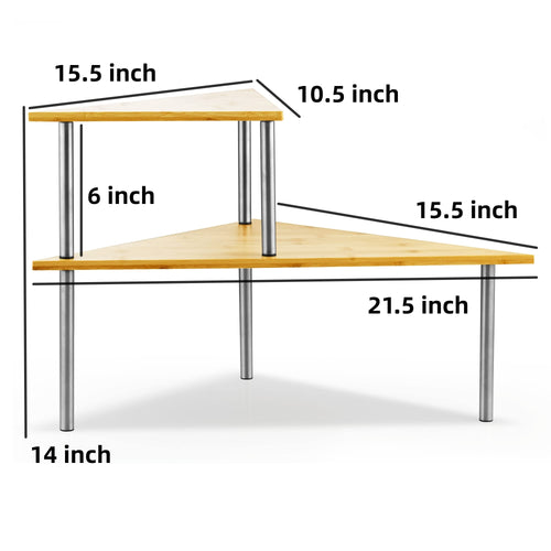 Cook N Home 02649 Corner Storage Shelf Organizer, 2 Tier, Bamboo