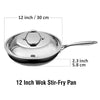 Cooks Standard Stainless Steel Frying Pan 12 Inch, Multi-Ply Full Clad Wok Stir-Fry Cooking Pans with Dome Lid, Stay-Cool Handle, Dishwasher Safe, Oven Safe 500°F, Silver