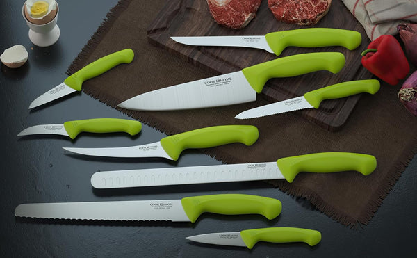 Cook N Home Slicing Carving Knife Roast/Fish Slicer 11-inch, Granton Edge German High Carbon Stainless Steel Sharp Kitchen Knife, Ergonomic Handle, Green