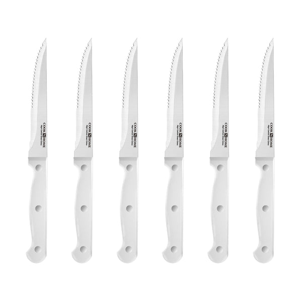 Cook N Home Kitchen Knife Set with Bamboo Storage Block 15-Piece, High Carbon Stainless Steel Blade, White