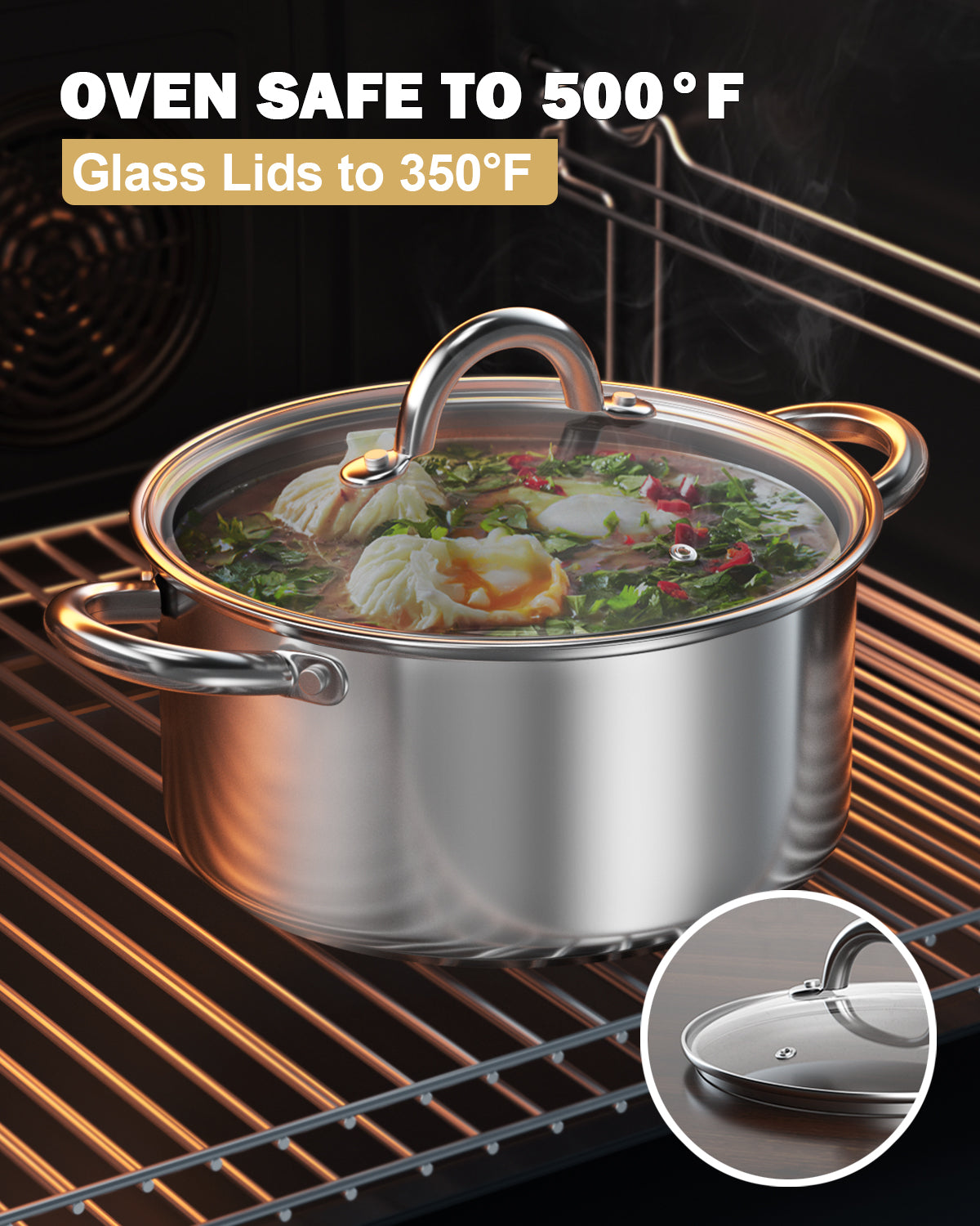 Cook N Home 20 qt. Stainless Steel Stock Pot with Glass Lid NC