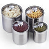 Cooks Standard Stainless Steel Food Jar Storage Canister Set Medium 4-Piece, 0.95qt/1.6qt/2.5qt/3.5qt Airtight Containers with Glass Lid for Tea Coffee Sugar Flour