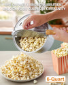 Cook N Home Stovetop Popcorn Popper with Crank, 6-Quart Aluminum Popcorn Pot, Silver