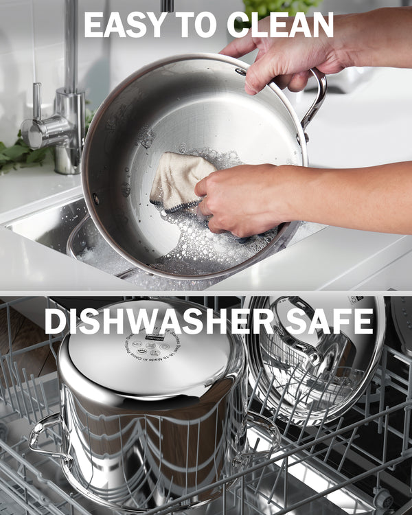 Cooks Standard Multi-Ply Clad Stainless Steel Stock Pot, 4-Quart Pasta Cooking Soup Pot with Lid, Deep Stockpot Induction Cookware