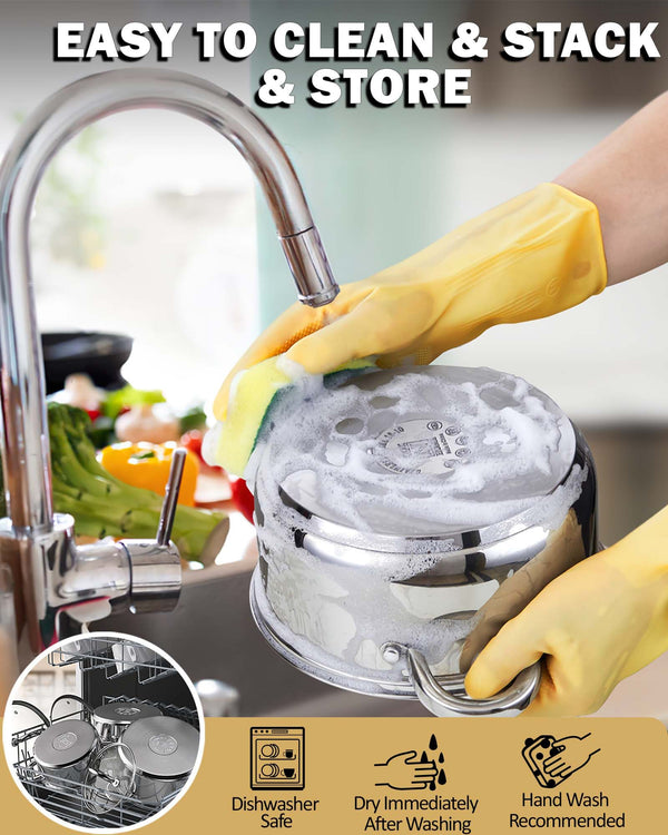 Cook N Home 3-Quart Stainless Steel Pot, Small Stock Pot with Glass Lid, Basics Saucier Casserole Stockpot