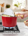 Cook N Home Stovetop Popcorn Popper with Crank, 6-Quart Aluminum Popcorn Pot, Red
