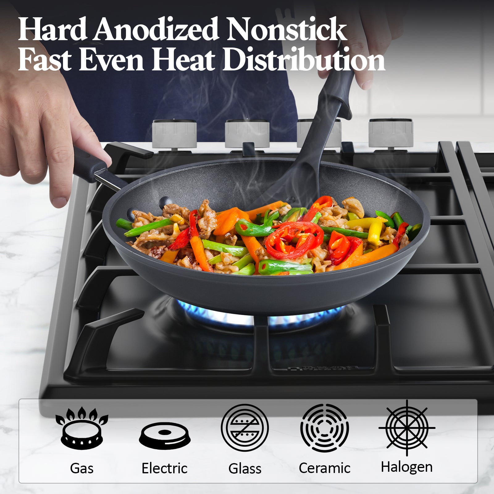 Cook N Home Professional Hard Anodized Nonstick Saute Pan With Lid