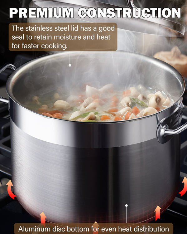 Cooks Standard Stockpots Stainless Steel, 20 Quart Professional Grade Stock Pot with Lid, Silver