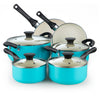 Cook N Home Ceramic coating cookware set 10-Piece, Turquoise