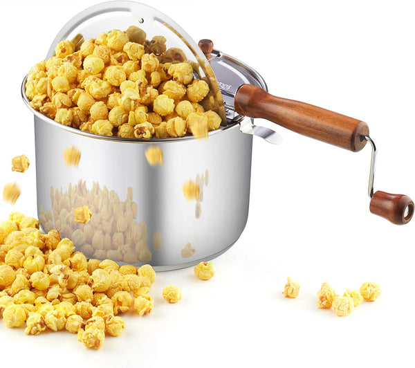 Cook N Home 02700 Stovetop Popcorn Popper with Crank, 6-Quart Aluminum Popcorn Pot, Black