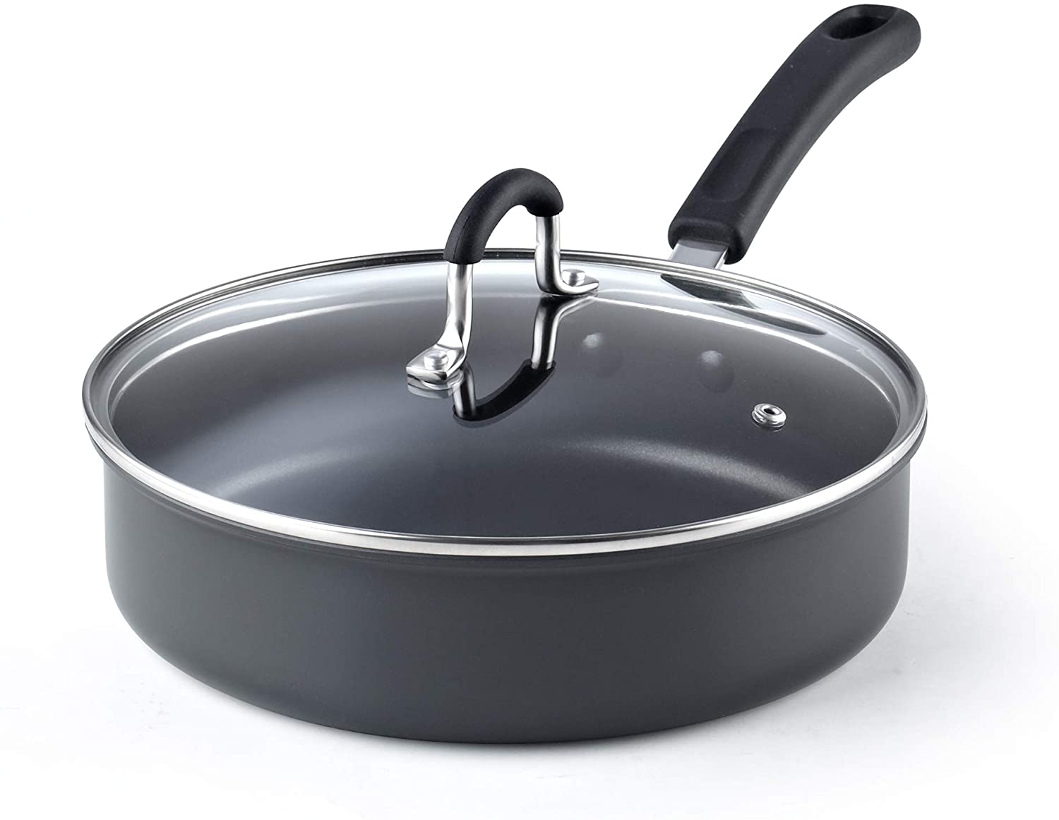 Cook N Home 3 Quart Nonstick Sauce Pan with Lid, Black
