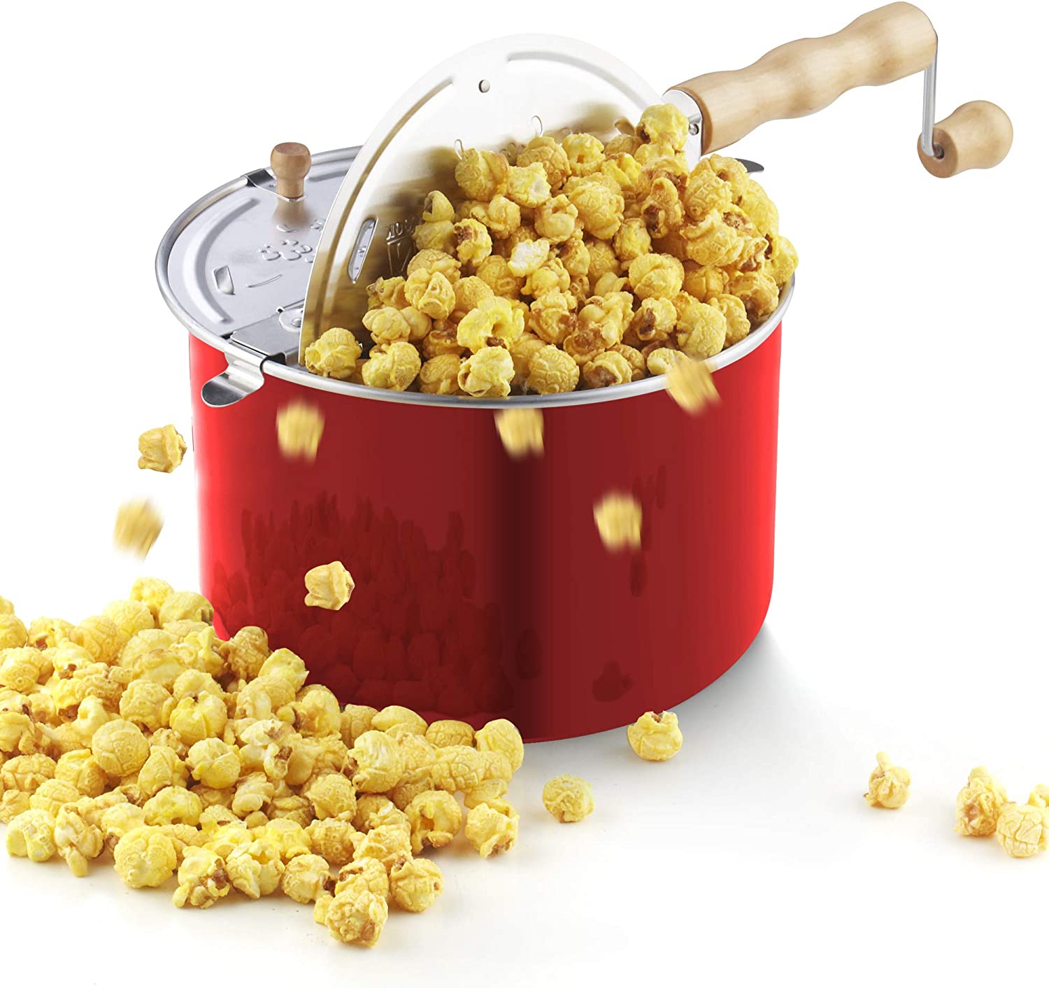 Cook N Home Stovetop Popcorn Popper with Crank, 6-Quart Aluminum