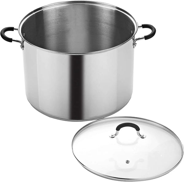 Cook N Home Stockpot Large pot Sauce Pot Induction Pot With Lid Professional Stainless Steel 24 Quart , with Stay-Cool Handles, silver