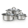 Cook N Home Sauce Pot Stainless Steel Stockpot with Glass Lid, Basic Saucier Casserole Pan Set, 6-Piece