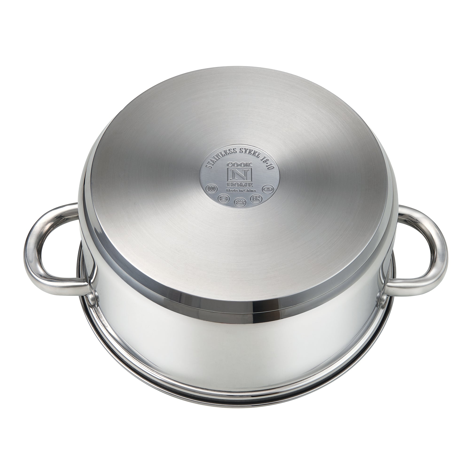 Cook N Home Sauce Pot Stainless Steel Stockpot with Glass Lid