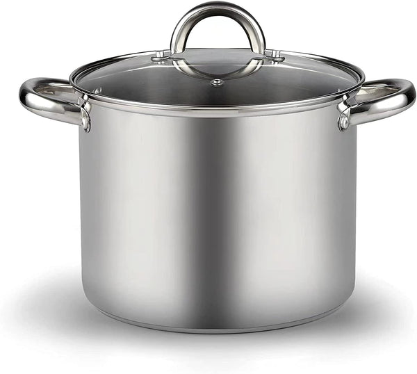 Cook N Home 12-Qt Basic Stainless Steel Stockpot with Glass Lid, 02728