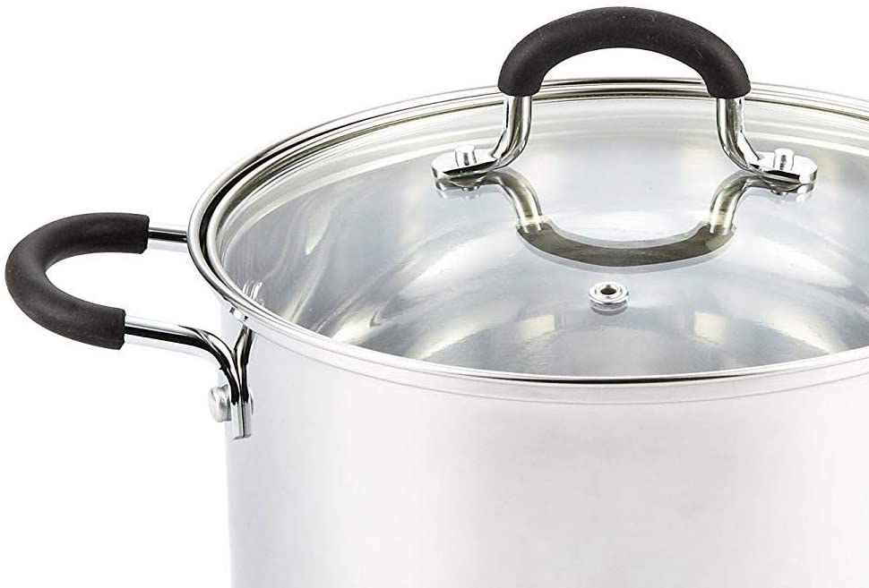 Cook N Home Stockpot Large pot Sauce Pot Induction Pot With Lid  Professional Stainless Steel 20 Quart, with Stay-Cool Handles, silver