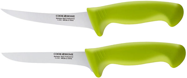 Cook N Home Flexible Curved and Straight Stiff 2 Piece Boning Knife Set, 6