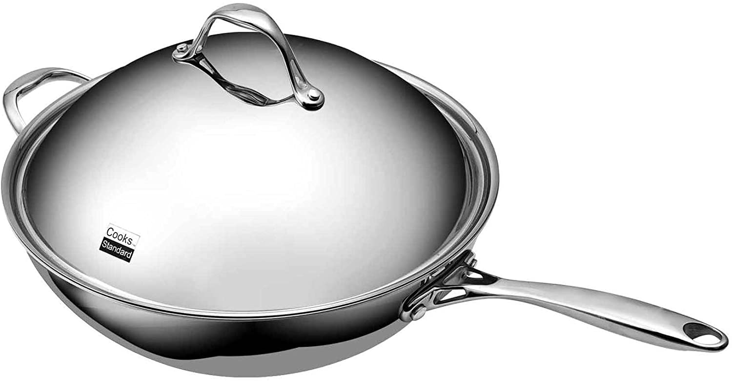  Cooks Standard Frying Pan Stainless Steel, 10-Inch Multi-Ply  Clad wok Stir Fry Pan Kitchen Skillet, Silver : Everything Else