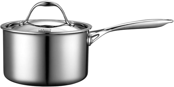 Cooks Standard Multi-Ply Full Clad Stainless Steel Saucepan with Lid 1.5/3-Quart, Silver