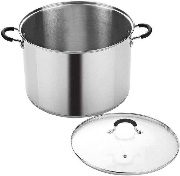 Cook N Home Stockpot Sauce Pot Induction Pot With Lid Professional Stainless Steel 8 Quart , Dishwasher Safe With Stay-Cool Handles , Silver