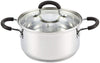 Cook N Home Stockpot Sauce Pot Casserole Pan Saucier Induction Pot With Lid Professional Stainless Steel 3 Quart , Dishwasher Safe With Stay-Cool Handles , Silver