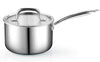 Cook N Home Tri-Ply Clad Stainless Steel Sauce Pan with Lid, 3 Quart, Silver