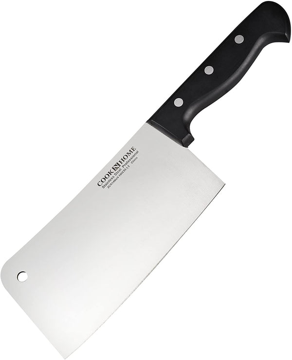 Cook N Home 02462 7-Inch Multi-Purpose Chef Butcher Knife Heavy Duty Chopper Cleaver, Stainless Steel