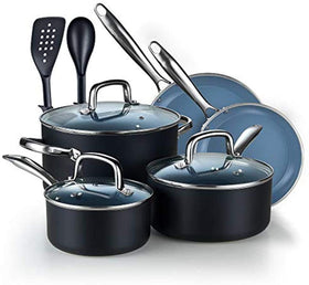 Cook N Home Ceramic Coating cookware Set, 10-Piece, Grey