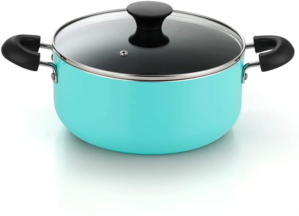 Cook N Home Kitchen Cookware Sets Nonstick, Pots and Pans Set Includes Stockpots, Saucepans, Frying Pans, Dutch Oven Pot with Lids, 10-Piece, Turquoise