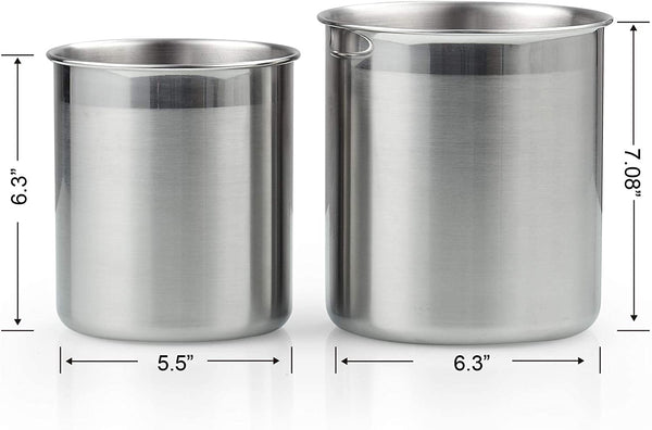 Cook N Home Stainless Steel Utensil Holder Jumbo 2PC set, 5.5-inch x 6.3-inch and 6.3-inch x 7.08-inch, Silver