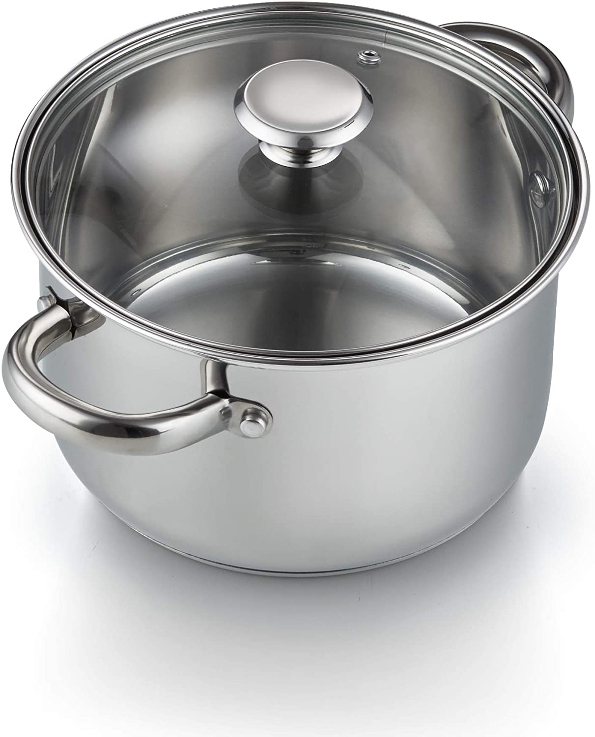 Korkmaz Perla Stainless Steel Steamer Cooking Pot Cooker Double Boiler  Stack Insert with Glass Lid, 4-Quart, a1521