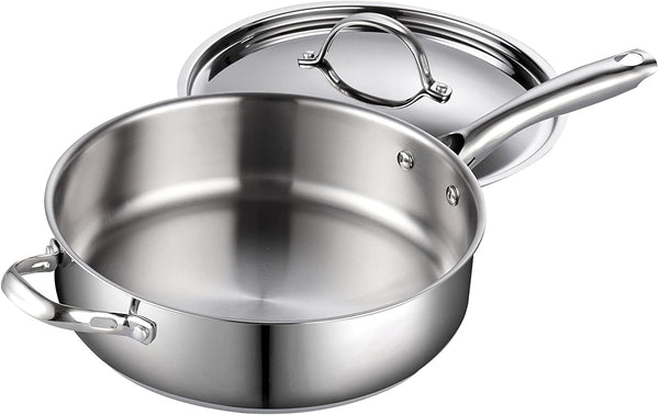 Cooks Standard Classic Stainless Steel Deep Saute Pan with Lid 5-Qt 11-inch