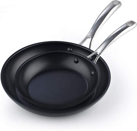 Cooks Standard 8 and 10.5-Inch Fry Saute Omelet 2 Piece Nonstick Hard Anodized Pan Set, Black