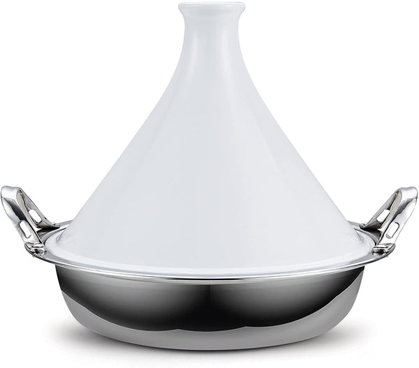 Cooks Standard Multi-Ply Clad Stainless Steel Tagine with 2 Handle and Extra Glass Lid, 4.5-Quart